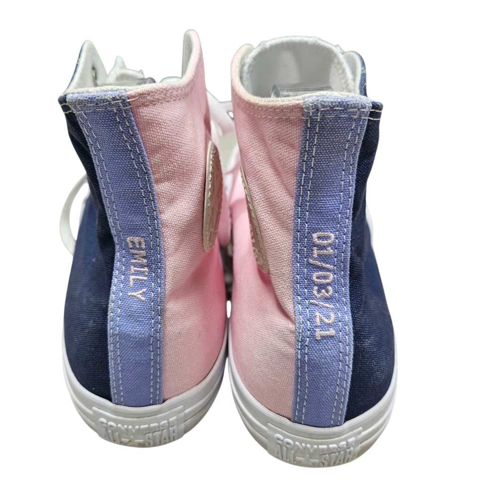 Converse Custom High Top Sneakers Pink Blue Colorblock Mens Size 10.5 - Picture 9 of 10